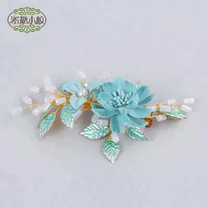 2018 Groothandel Nieuwe Unieke Handgemaakte Fancy Haar Sieraden Accessoires Bladgoud Haar Clip