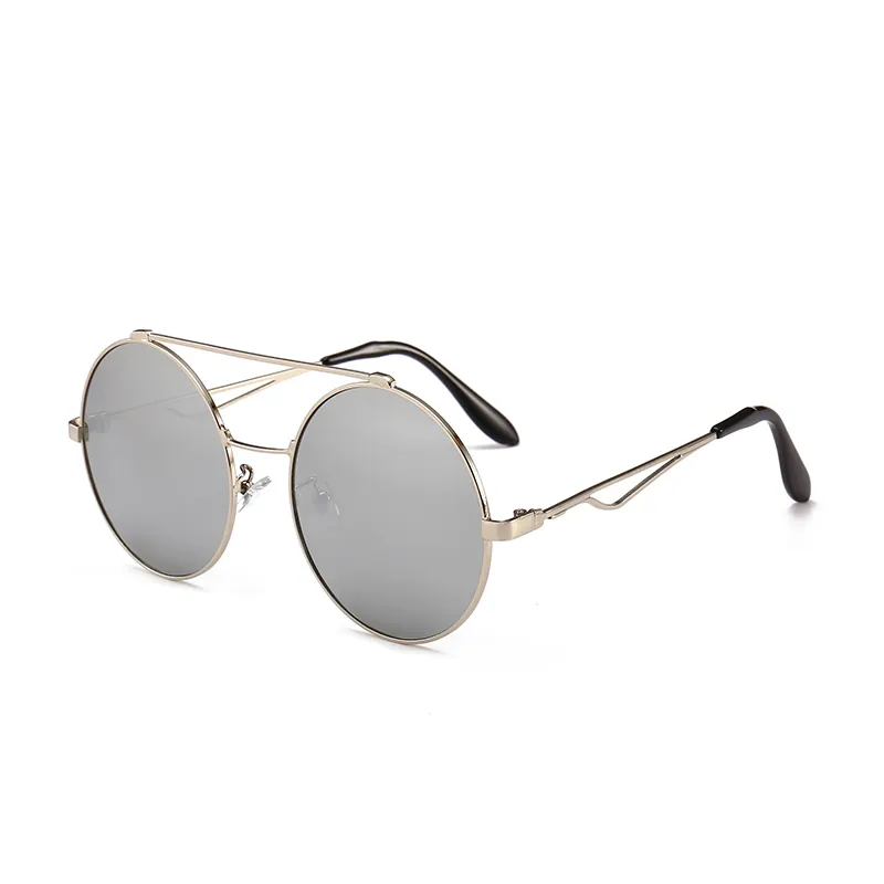 22633 Superhot Eyewear Round Gold Metal Alloy Frame Big Size Coating lens Unisex Sunglasses