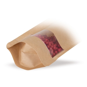 Bolsa de papel Kraft marrón con ventana y cremallera, cierre para embalaje de alimentos, cereales, arroz, guisantes, precio de fábrica - Product Image 4