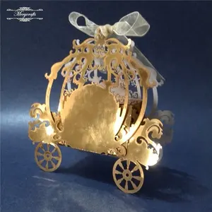 Cinderella carriage laser cut elegante di cerimonia nuziale decorativa favori contenitore di caramella