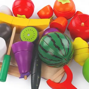 赤ちゃんWoodenおもちゃPretend PlayキッチンをカットFruitとVegetable教育磁気フルーツ切削おもちゃ