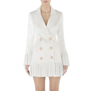 2019 <strong>Winter</strong> <strong>Formal</strong> Office Ruffle Cuff and Hem Long Sleeve Black Women Blazer <strong>Dress</strong> - Product Image 4