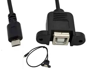 Fast shipping Free sample Micro USB Extension Cable cord USB Type B Female Panel Mount to Micro B male Cable Cord