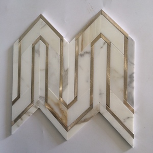 Calacatta Trắng Đá Cẩm Thạch Xám Tĩnh Mạch, Mũi Tên Hình Dạng Đồng Mosaic Gạch - Product Image 6
