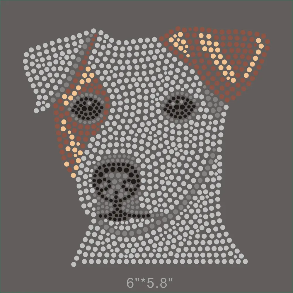 Hot Selling Custom Lucky Dog Pattern Rhinestone Transfer Design For Wholesale Iron On T-shirts