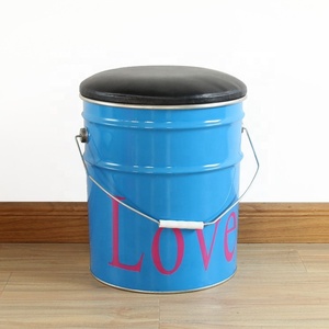 Outdoor Garden Metal <strong>Storage</strong> Bucket Round <strong>Stool</strong> <strong>Seat</strong> - Product Image 2