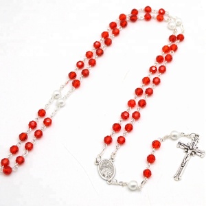 Prix usine Catholique Rouge Cristal Perle L'esprit Saint Chapelet Collier Pour Les Femmes - Product Image 4