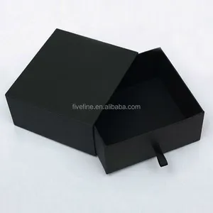 Luxury Drawer type black paper belt shirt packaging box custom logo cardboard box suppliers