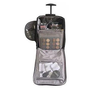 Lightweight Nylon Travel Beauty Wheeled Makeup Bag Soft Trolley Vanity Case