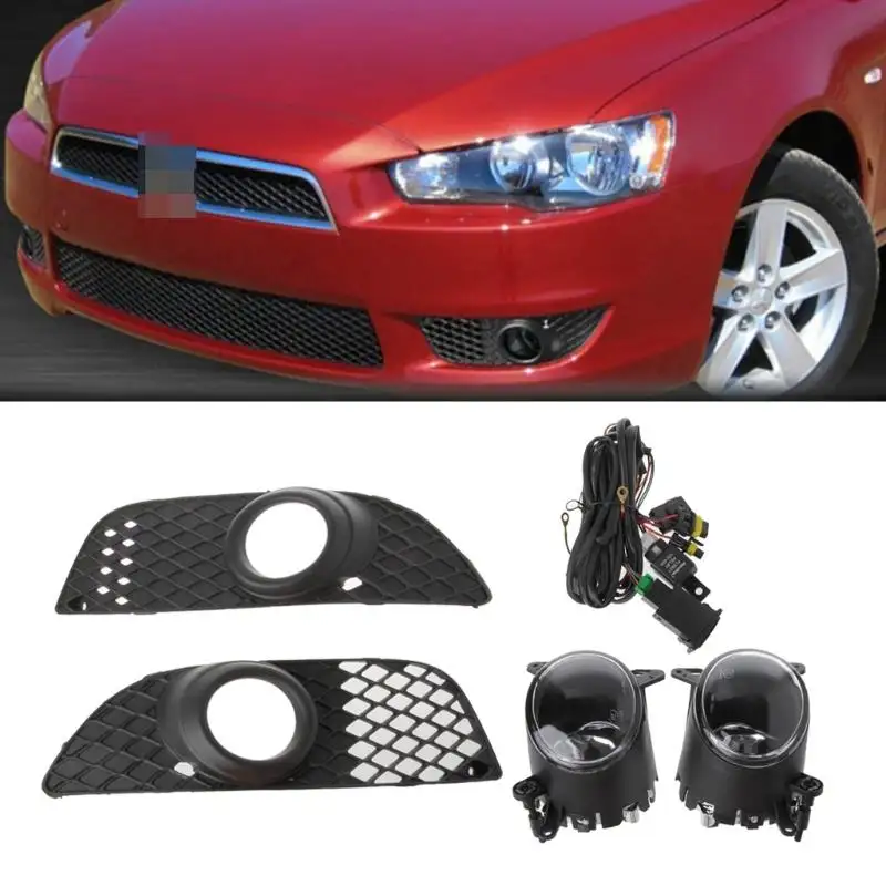 OEM Super Lumineux 2008-2014 lancer 55 w blanc chaud couleur Brouillard Lumières Lampe + Câblage Commutateur Kit + pare-chocs Grille