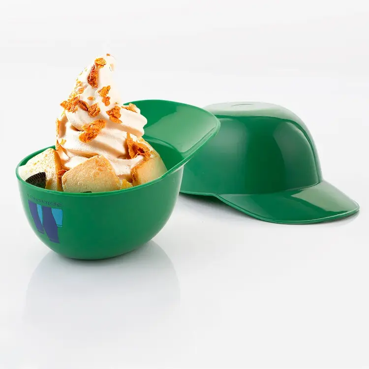 8Oz Makanan Kelas BPA Gratis Warna-warni Es Krim PP Plastik Mangkuk Helm Bisbol Mini Es Krim Mangkuk Camilan