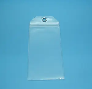 cheap clear transparent plastic pvc ziplock bag with silver hole eyelet