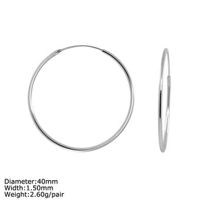 Big 40mm 4cm 18K Gold Plated Tube Non Tarnish Thin Large <strong>Hoop</strong> Earrings 925 Sterling <strong>Silver</strong> <strong>Hoops</strong> - Product Image 3