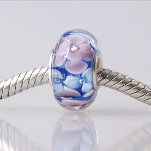 Offre Spéciale nouveauté 925 Noyau en argent Fleur Murano Perle De Verre Pour bricolage Bracelet de vente Directe D'usine