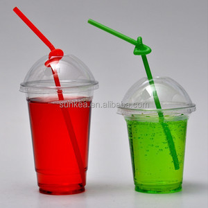Vaso de plástico transparente desechable PP PET con cúpula y tapa plana - Product Image 4