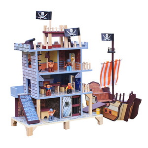 Casa delle Bambole Pirata in Legno a 3 Piani, Giocattolo Economico per Bambini W06A162 - Product Image 1