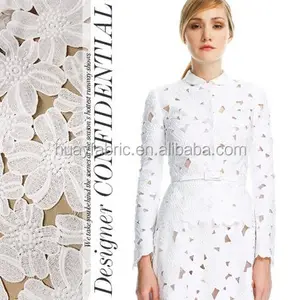 Fashion Cotton Guipure Lace fabric / Couture Work White Lace Fabric