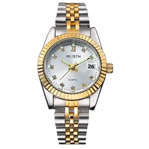 钻石豪华石英男女手表不锈钢皮带日历可来样定做手表
