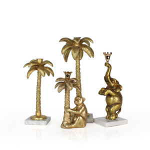 Decoración del sostenedor de vela de cristal de las estatuas del elefante del oro de la resina con la base cristalina - Product Image 6