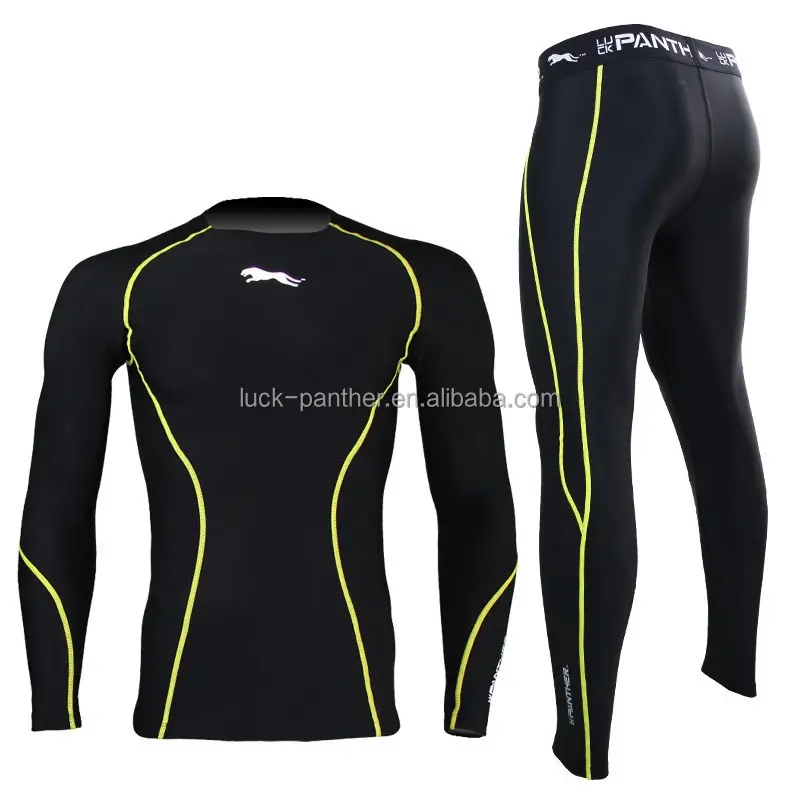 Individuell bedrucktes Logo benutzer definierte Herren Active Wear Kompression tragen Unterwäsche Base Layer Lange Hosen Set