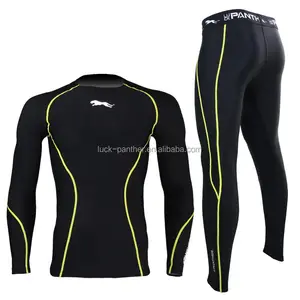 Custom Printed Logo Custom Mens Active Wear Compression Wear Underwear Base Layer Long Pants Set