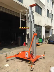 Aluminium Single Mast Aerial Ponsel Work Platform dengan 125 Kg Safety Kapasitas Beban