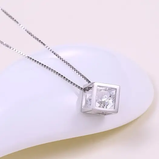 Sweet fashion magic cube Pendant 925 silver clavicle Necklace