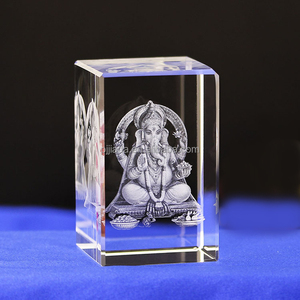 K9 Crystal Cube India elephant buddha 3d laser cut crystal cube for business gift