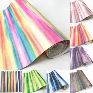 By the Yard <span class=keywords><strong>Tissu</strong></span> synthétique à rayures arc-en-ciel scintillant en faux <span class=keywords><strong>cuir</strong></span> pour la fabrication de sacs à nœud - Product Image 3
