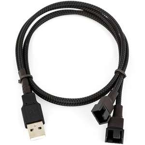 Kabel Adaptor Daya Kipas Ganda USB ke <span class=keywords><strong>2</strong></span> X <span class=keywords><strong>3</strong></span>/4-Pin PWM 5V dengan Selubung USB - Product Image 1