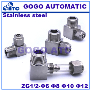 Raccord rapide ZG1/2 '',O.D 6 mm filetage mâle PU tube en Nylon tuyau à torsion rapide acier inoxydable 304 L type raccords forgés ondulés - Product Image 3
