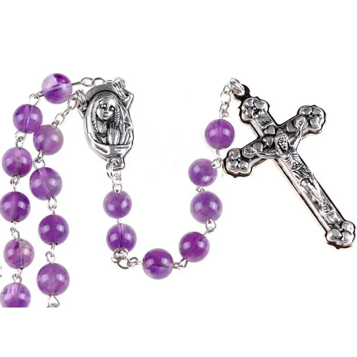 Customized 925 sterling silver amethyst bulk rosaries for women
