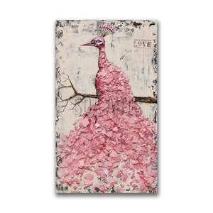 Blu/rosa Moderna Pittura Del Pavone Misto Media Arts - Product Image 2