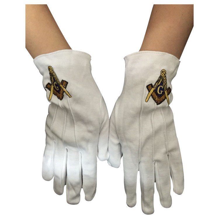Хлопковые перчатки с вышивкой на заказ, оптовая продажа, масонские перчатки
