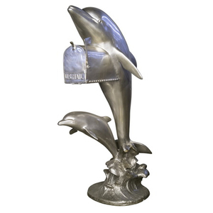 Décoration de la maison thème Animal taille réelle métal Bronze laiton <span class=keywords><strong>Double</strong></span> dauphin Statue <span class=keywords><strong>boîte</strong></span> <span class=keywords><strong>aux</strong></span> <span class=keywords><strong>lettres</strong></span> - Product Image 4