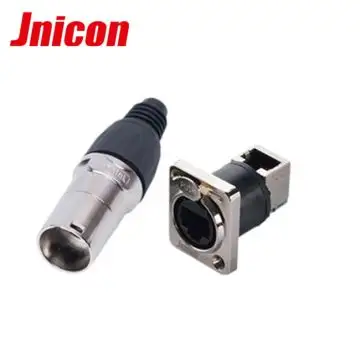 Jnicon Silver Network rj45 XLR Style rj45 Cat6 Connector Socket for LED Screen