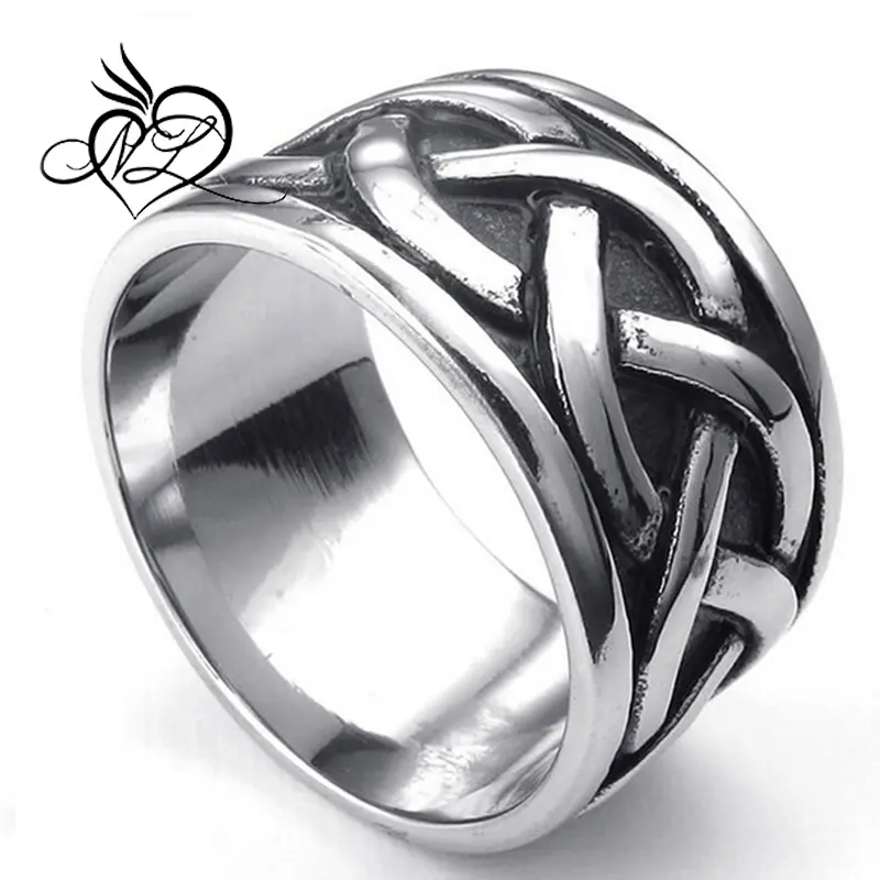 Bague pour homme En Acier Inoxydable, Vintage Nœud Celtique Noir Argent