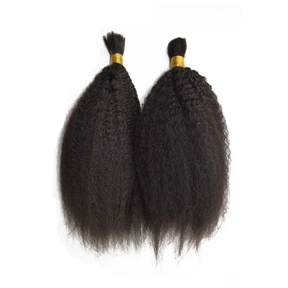 Cheveux brésiliens vierges crépus droits en vrac, cheveux humains pour tressage de 12-32 pouces cheveux Yaki grossiers en vrac