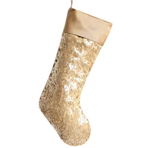 金色/银色亮片闪耀Bling Bling身体人造丝绸袖口豪华圣诞袜