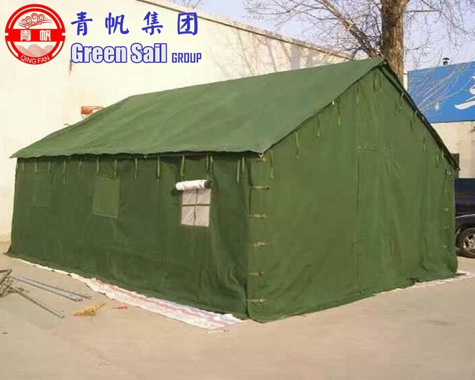 6m*5m Olive Green Canvas Wall Tent Polyester Fabric Barrack Camping Tent For Temporary Camping