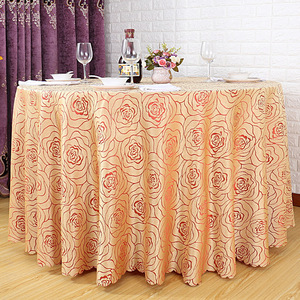 600411 Charmcci Serviettes de table <span class=keywords><strong>en</strong></span> polyester avec dentelle pour mariage, nappe de table Yiwu brodée de fleurs de pivoine, or rose - Product Image 2
