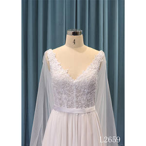 Derniers modèles de robes de mariée musulmanes <span class=keywords><strong>pas</strong></span> chères de luxe 2022 robe de bal en dentelle avec voile robes de mariée - Product Image 2