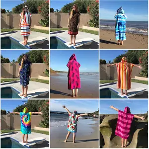 Beach Poncho Wholesale Rich Pattern Adult And Kids Surf Hooded Poncho Beach Towel
