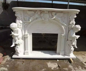 Western Design Indoor Living Room Decor Freestanding White Angel Marble <strong>Fireplace</strong> <strong>Mantle</strong> - Product Image 1
