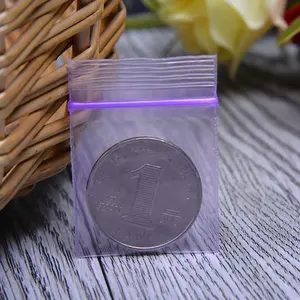 Small Size 3.5*4.5CM Clear Purple Ziplock Bag Mini Size Grip Press Seal Zip Bag