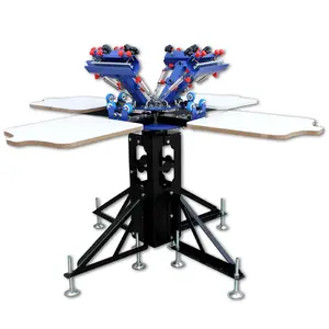 4 Color Silk Screen Printing Machine 4 Station with Stand Press Printer DIY Shirt Equipment