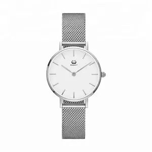 Relógio de quartzo movt japonês, relógio de marca de aço inoxidável minimalista feminino, analógico redondo com 20cm e 3atm