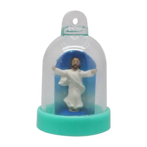 Kunden spezifische billige Geschenke Jesus Schneekugel Schlüssel anhänger Religiöse Acryl Kunststoff Wasserballon Anhänger Souvenir Geschenk