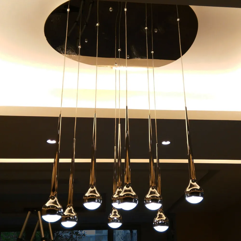 modern decorative black or chrome metal water drop 5W LED pendant light for dinning kitchen