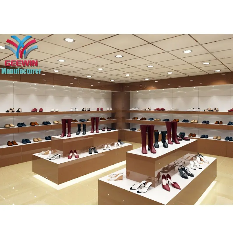 Factory Wholesale Display Rack Wood Showcase Furniture Modern Shop Counter Design For Shoe Store